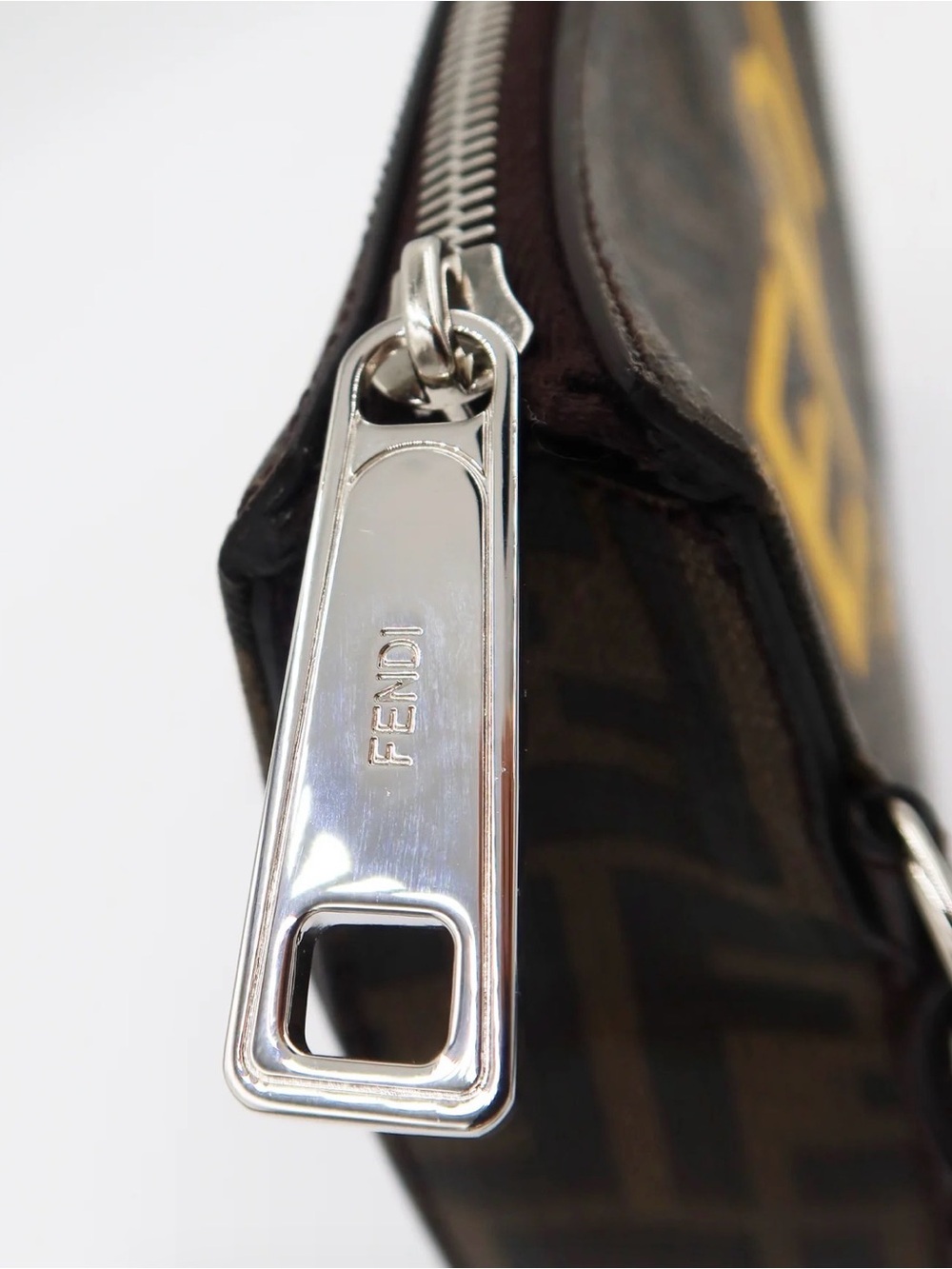 Authentic Fendi Leather Unisex Brown & Yellow Clutch - Picture 7 of 16